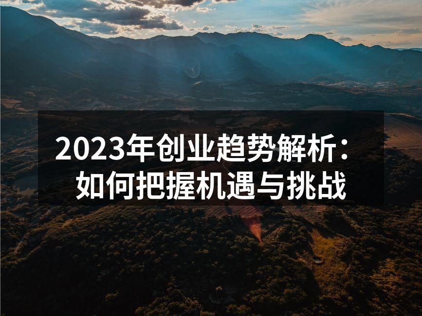 2023年创业趋势解析：如何把握机遇与挑战