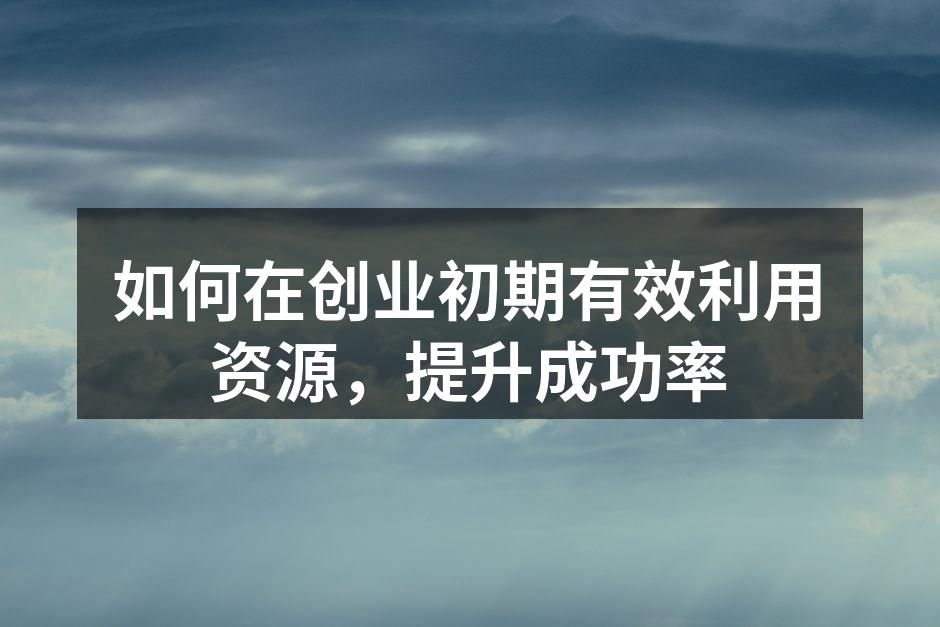 如何在创业初期有效利用资源，提升成功率